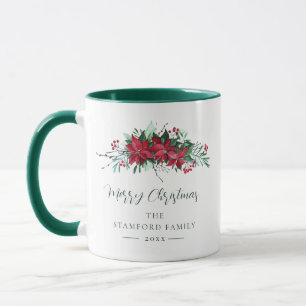 Mug Famille Keepsaké Poinsettia Floral Christmas Custo