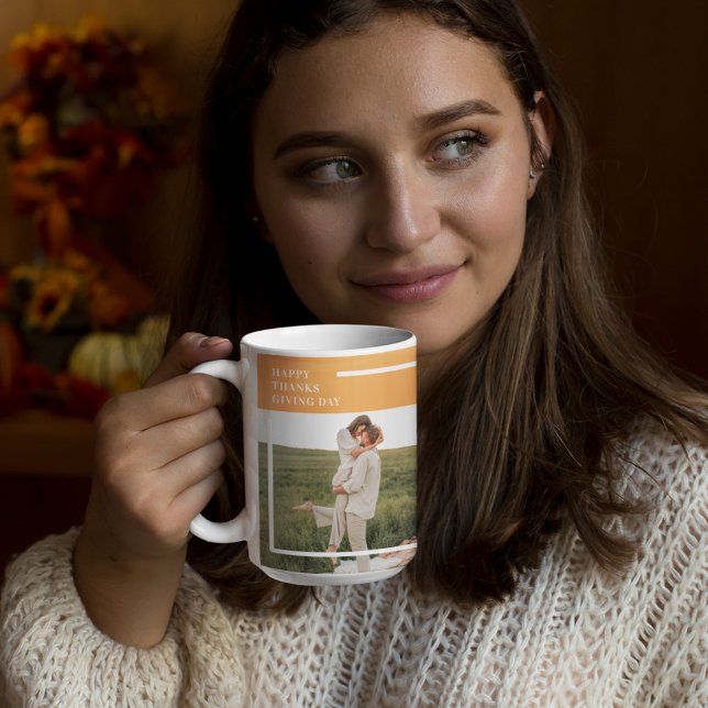 Mug Famille moderne photo et Bon thanksgiving cadeau d (Créateur téléchargé)