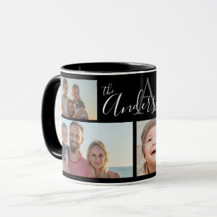 Mug Famille Monogramme Quatre Photo Customisée Kee