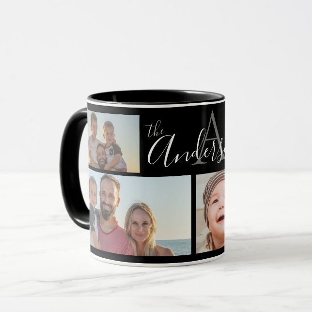 Mug Famille Monogramme Quatre Photo Customisée Kee (Devant gauche)