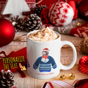 Mug Famille Newfypoo portant un pull moche amateur de