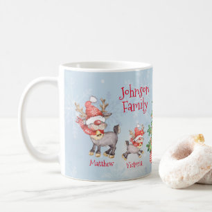 Mug Famille personnalisée mignonne de 4 Reindeer Noë