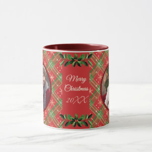 Mug Famille personnalisée Noël Rouge Plaid
