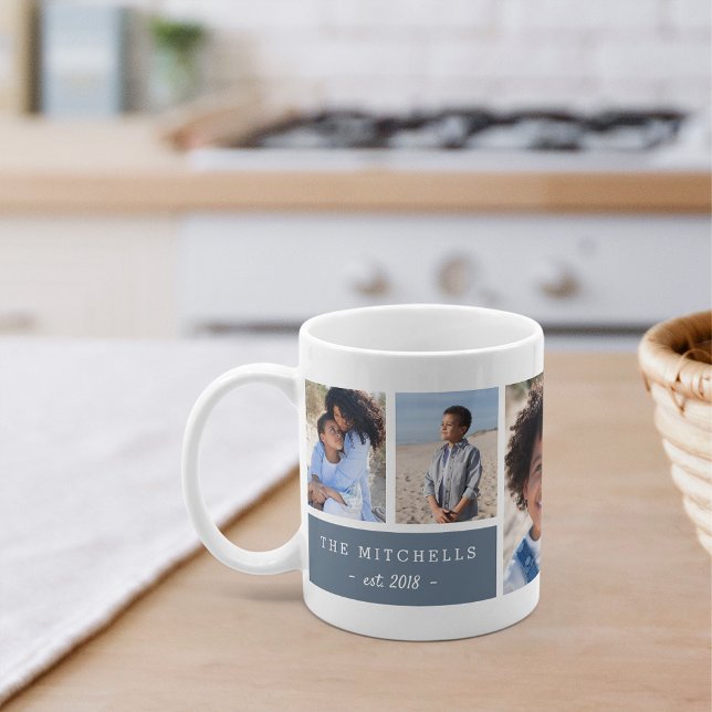 Mug Famille personnalisée Nom et monogramme Collage ph (Créateur téléchargé)