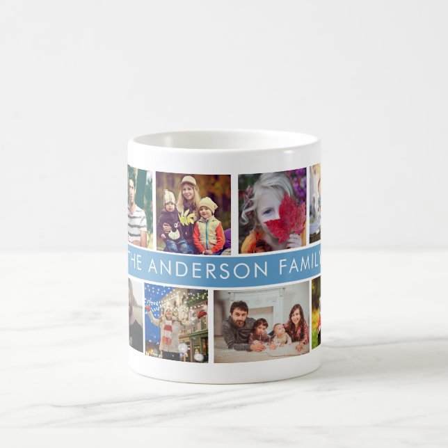 Mug Famille Photo Collage Nom personnalisé Texte Enfan (Centre)