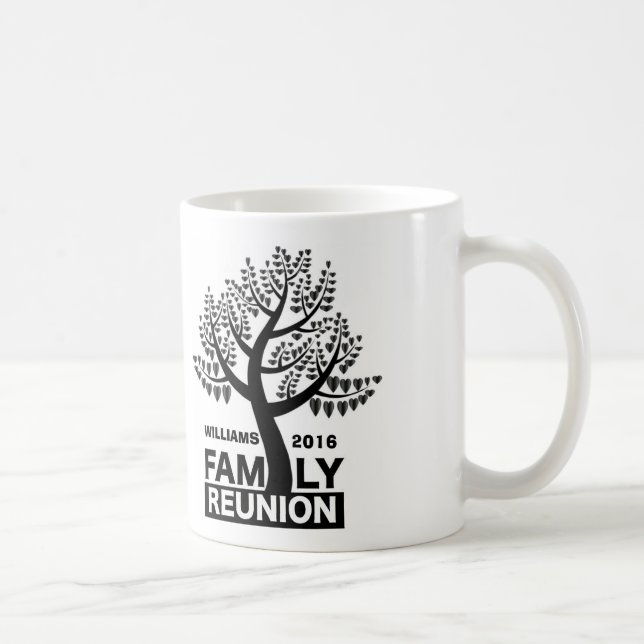 Mug Famille Réunion Coeur Arbre Noir Silhouette (Droite)