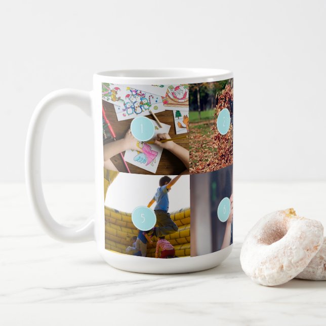 Mug Famille simple 8 Photos Collage (Avec donut)