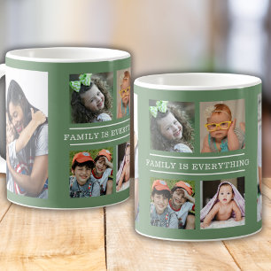 Mug Famille Tout Citer 6 Photo Collage Vert