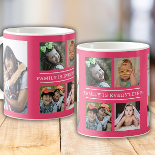 Mug Famille Tout Citer Rose 6 Photo Collage