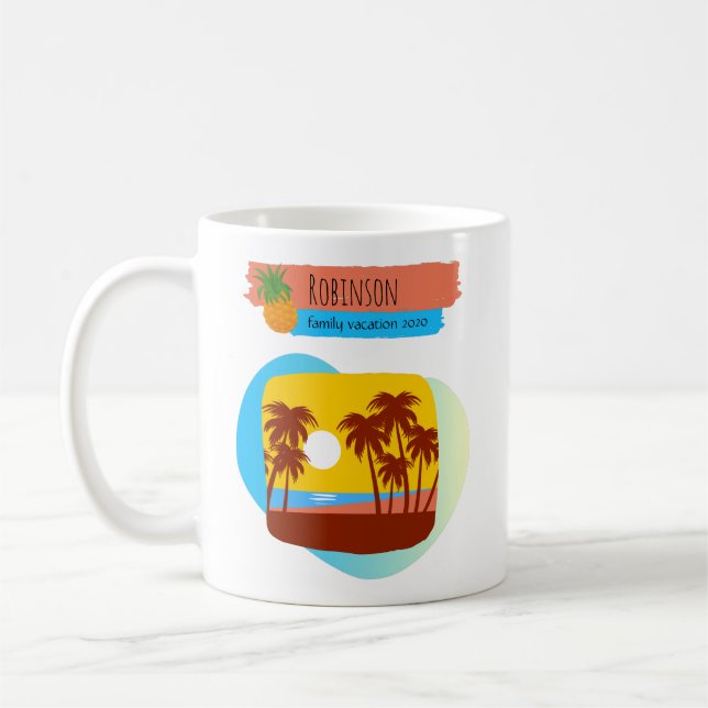 Mug Famille Tropical Beach Vacances Souvenir (Gauche)