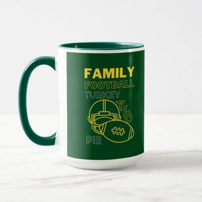Mug Famille Turquie tourte football Thankgiving (Gauche)