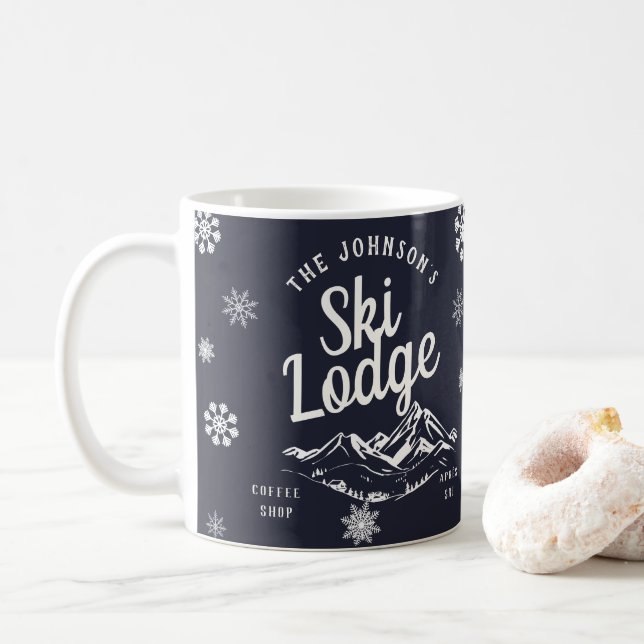Mug Famille Vintage Holiday Ski Lodge Custom (Avec donut)