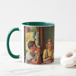 Mug Famille vintage prenant son petit-déjeuner dans la