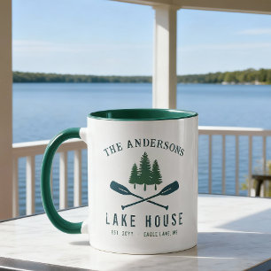 Mug Family Lake House Bateau Russe moderne Oar Pine Tr