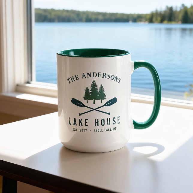 Mug Family Lake House Bateau Russe moderne Oar Pine Tr (Créateur téléchargé)