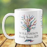 Mug  Family Reunion Keepsake Personalized Family Tree<br><div class="desc">This stylish Family Reunion Coffee Cup is decorated with a colorful mosaic family tree. Easily customizable with your family name and the year of your reunion. Use the Customize Further option to change the text size, style or color if you wish. Because we create our own artwork you won't find...</div>