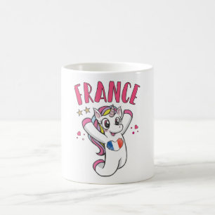 Mug Fan de foot licorne avec drapeau coeur France