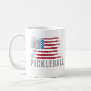 Mug Fan de Pickleball avec Drapeau USA Meilleur Cadeau