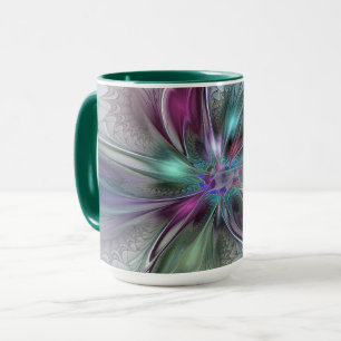 Mug Fantaisie Abstraite Moderne Fleur Fractale Colorée