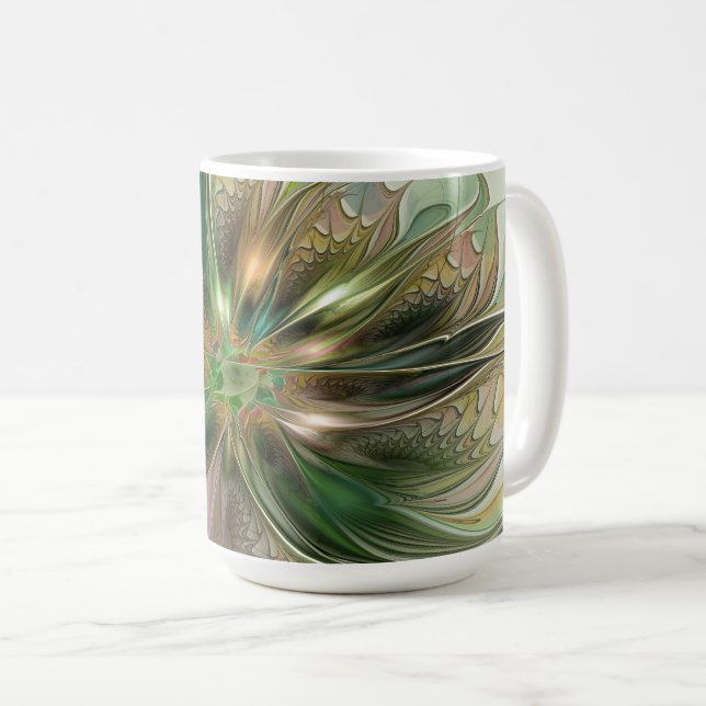 Mug Fantaisie Abstraite Moderne Fleur Fractale Colorée (Devant droit)