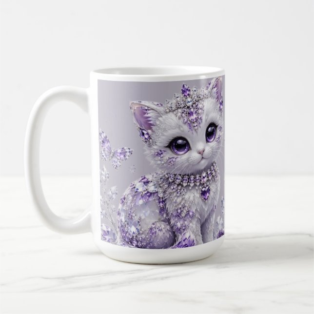 Mug Fantaisie de chaton royal violet (Gauche)