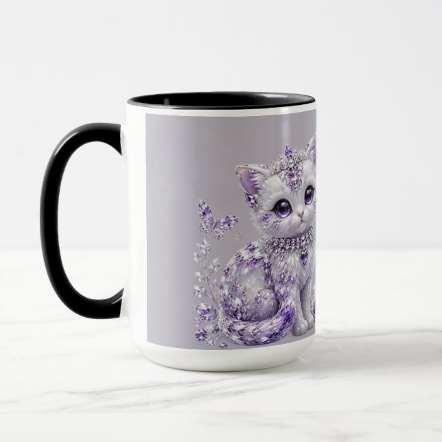 Mug Fantaisie de chaton royal violet (Gauche)