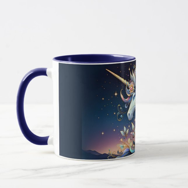 Mug Fantaisie de nuit de licorne florale (Gauche)