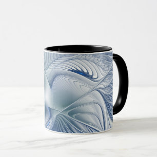 Mug Fantaisie dynamique Abstrait Tons bleus Art fracta