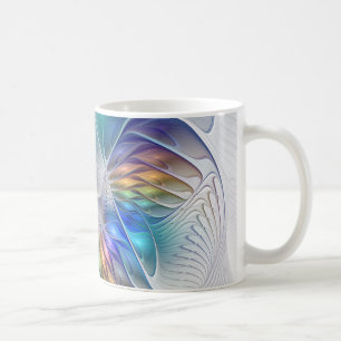Mug Fantaisie florale, fleur fractale abstraite coloré