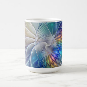 Mug Fantaisie florale, fleur fractale abstraite coloré