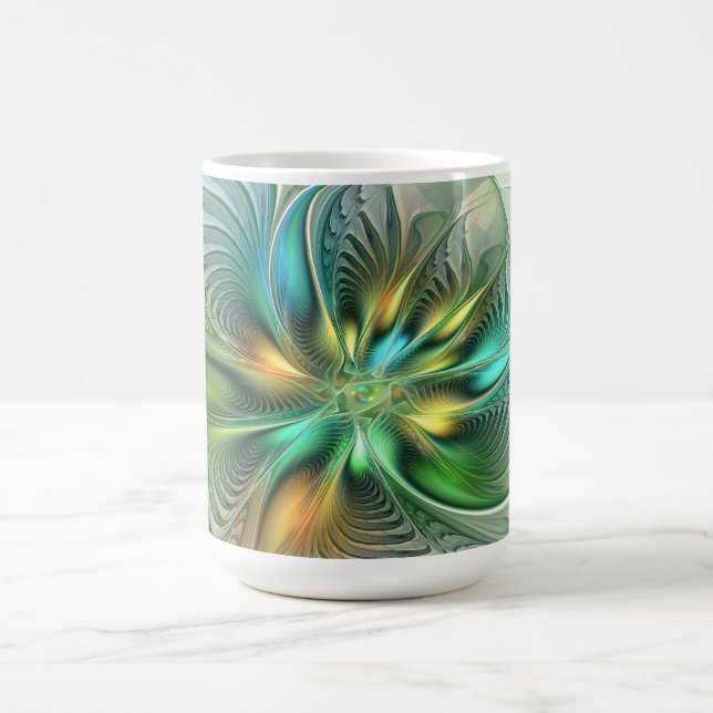 Mug Fantaisie Moderne Abstraite Fleur Fractale Colorée (Centre)