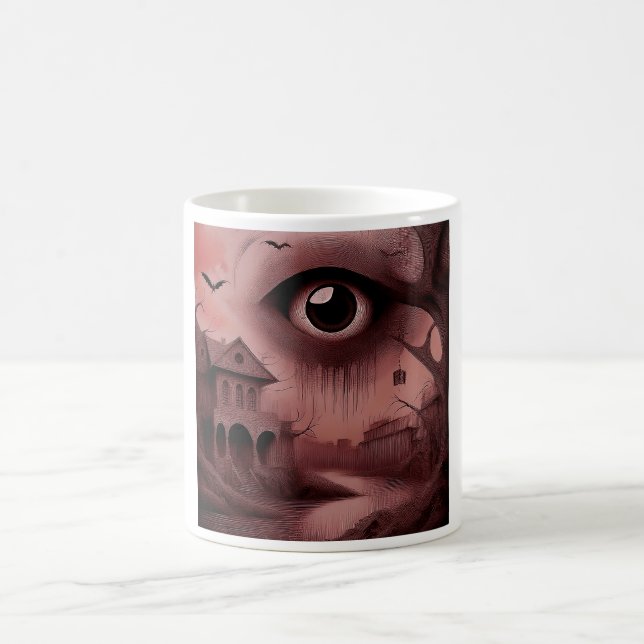 Mug Fantastique : Maison délabrée avec un énorme globe (Centre)