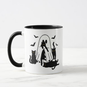 Mug Fantôme avec Chats Noirs Halloween