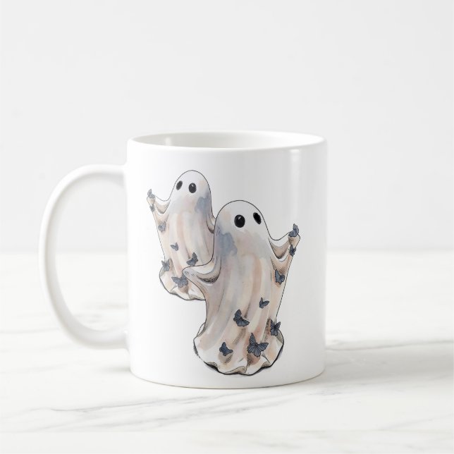 Mug Fantôme avec papillons Halloween  (Gauche)