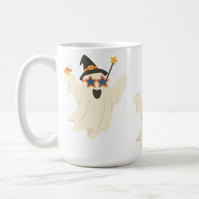 Mug Fantôme de fête - Vibes d'Halloween amusantes (Gauche)