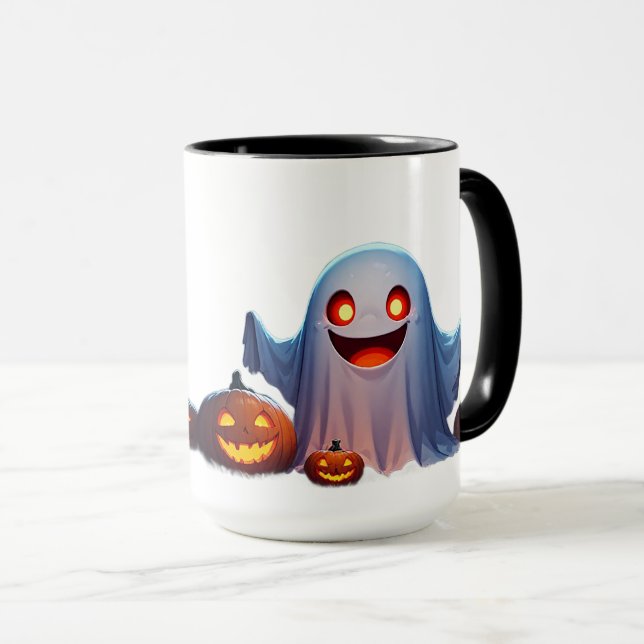 Mug Fantôme d'Halloween dans une scène de nuit de citr (Devant droit)