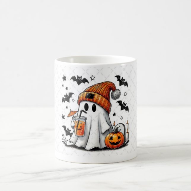 Mug Fantôme d'Halloween Profitant Des Vibes D'Automne (Centre)