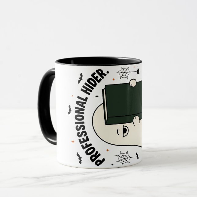 Mug Fantôme d'introverti drôle Professionnel Cacheur H (Devant gauche)