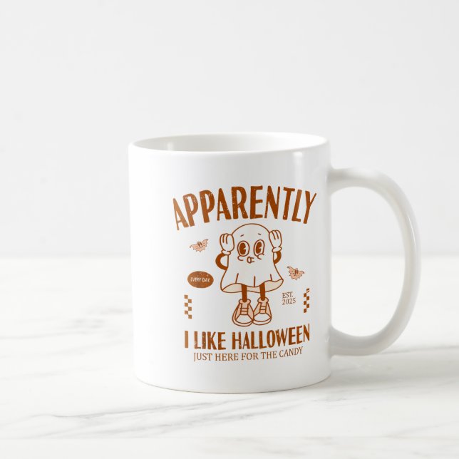 Mug Fantôme Drôle Apparemment, J'Aime Halloween  (Droite)