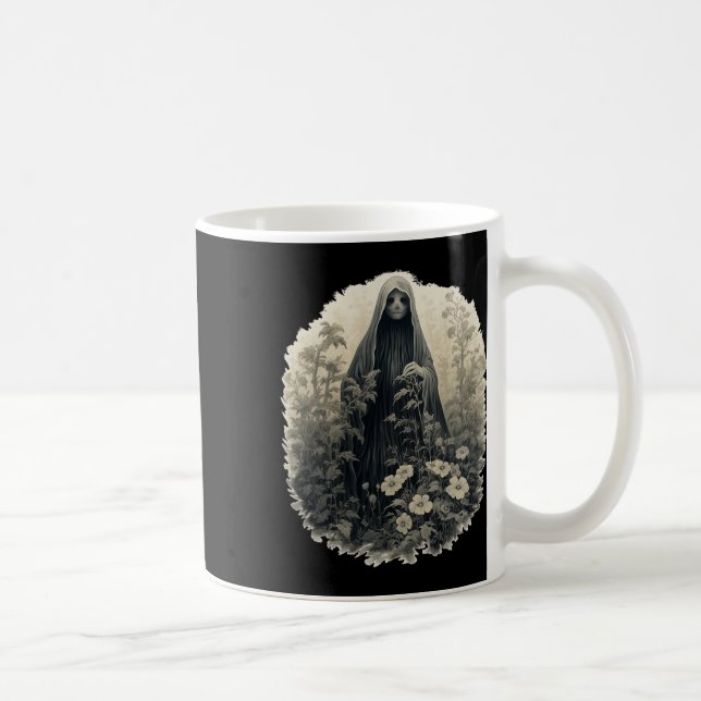 Mug Fantôme Gothique Dans La Forêt Fantôme Floral Vint (Droite)
