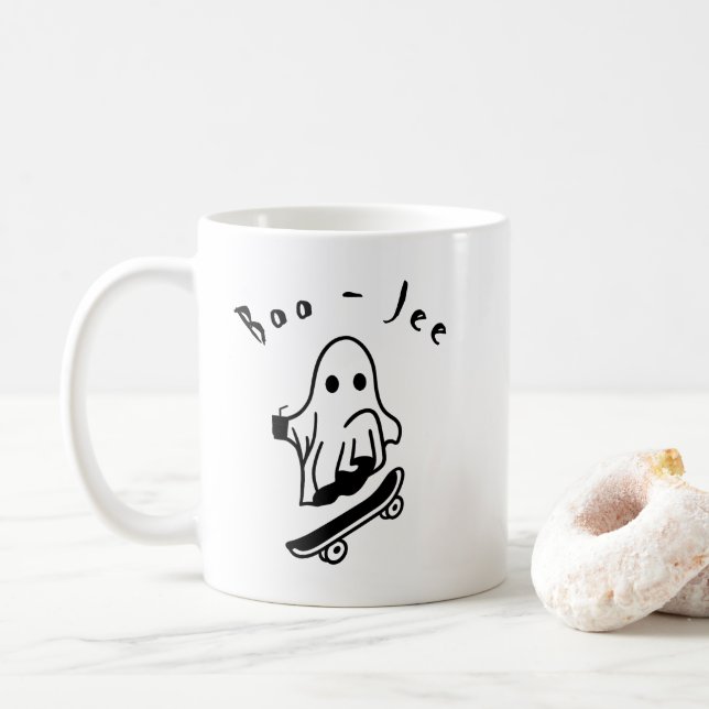 Mug Fantôme patinant mignon et drôle Art Halloween eff (Avec donut)