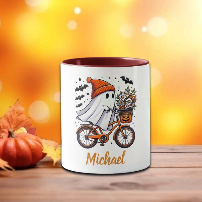 Mug Fantôme rétro sur Halloween à vélo (Créateur téléchargé)