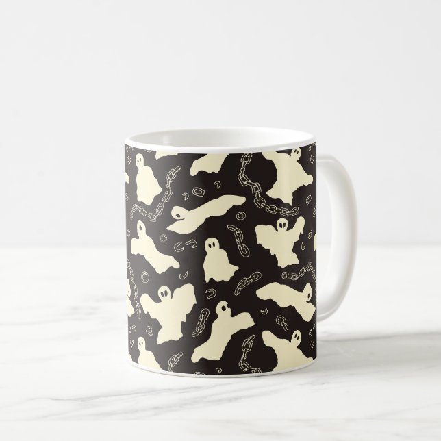 Mug Fantômes crémeux - motif d'Halloween. (Devant droit)