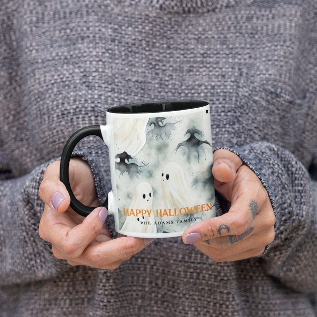 Mug Fantômes d'aquarelle Personnalisé Halloween heureu (Créateur téléchargé)