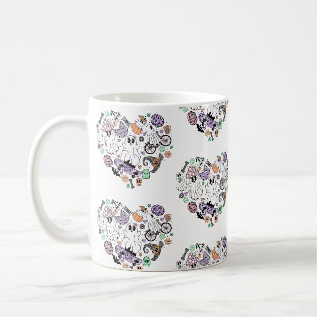 Mug Fantômes d'Halloween rétro et forme de coeur Citro (Gauche)