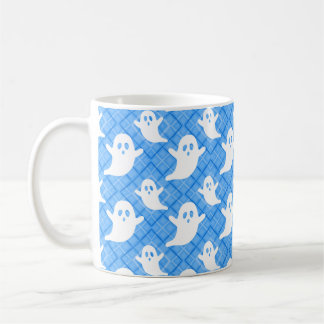 Mug Fantômes d'Halloween sur Carreaux Bleus