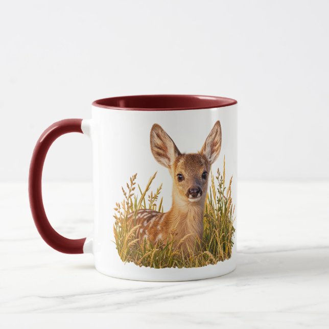 Mug Faon de chevreuil dans l'herbe de prairie (Gauche)