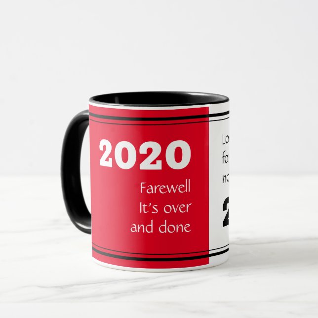 Mug FAREWELL 2020 Perspectives | Nouvel An 2021 Rouge (Devant gauche)