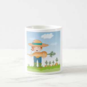 Mug Farmer Girl with Giant Carrot Gardening