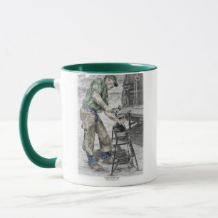 Mug Farrier Blacksmith en utilisant Anvil